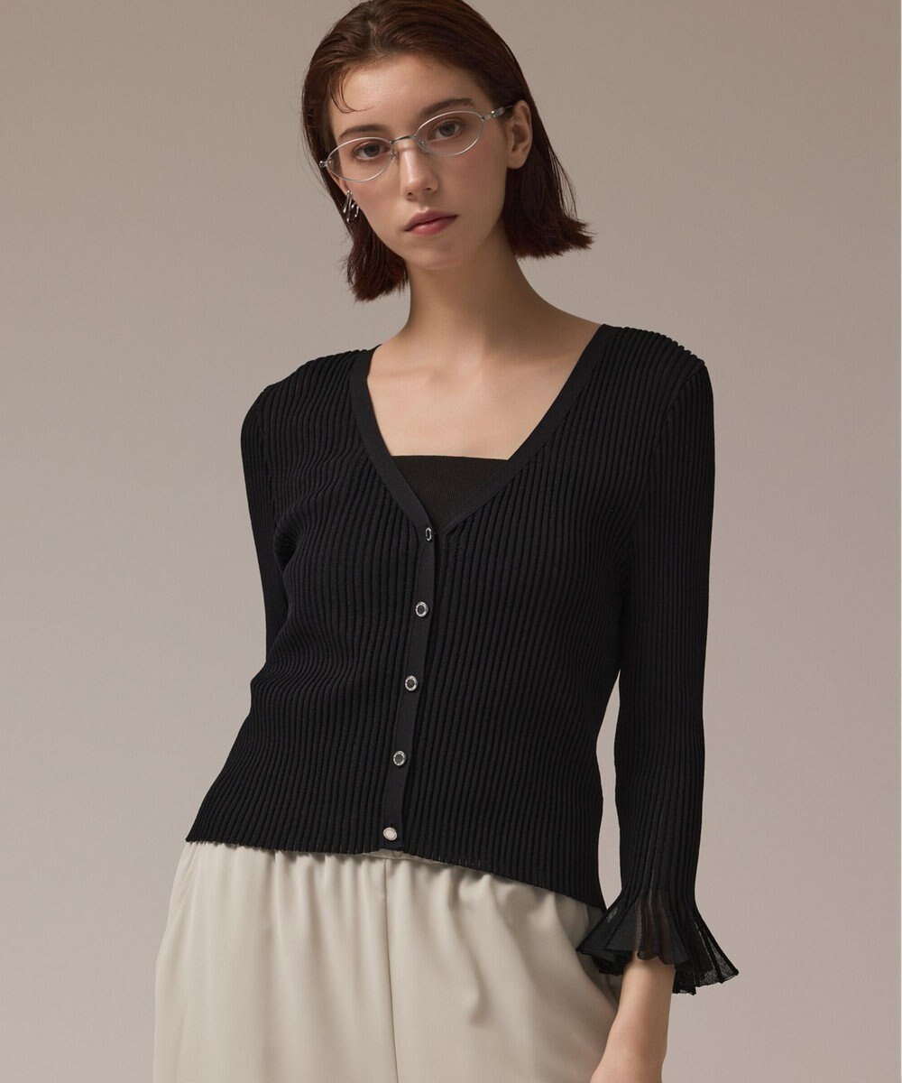 GRACE CONTINENTAL シアーフリルニットカーディガン 