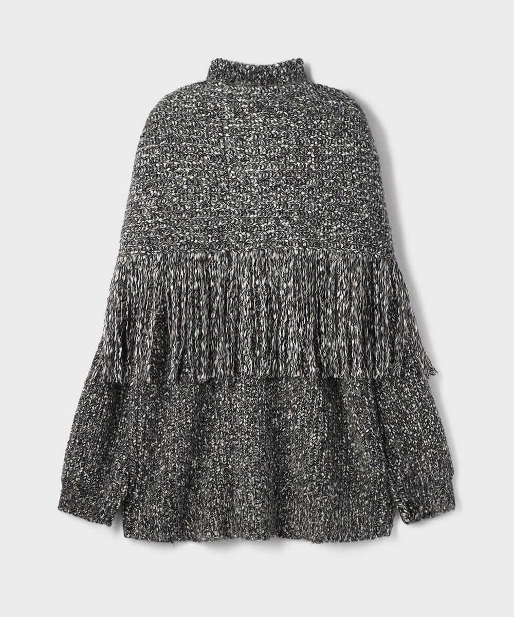 GRACE CONTINENTAL フリンジケープニットトップ 