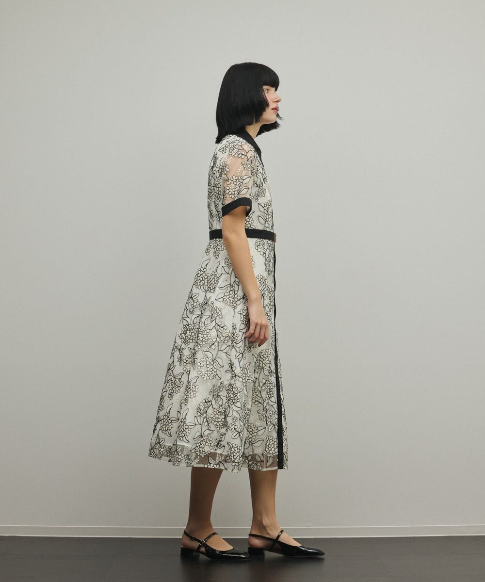 GRACE CONTINENTAL フラワーコード刺繍ワンピース 