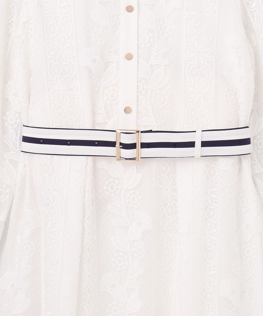 GRACE CONTINENTAL ストライプフラワー刺繍ワンピース 