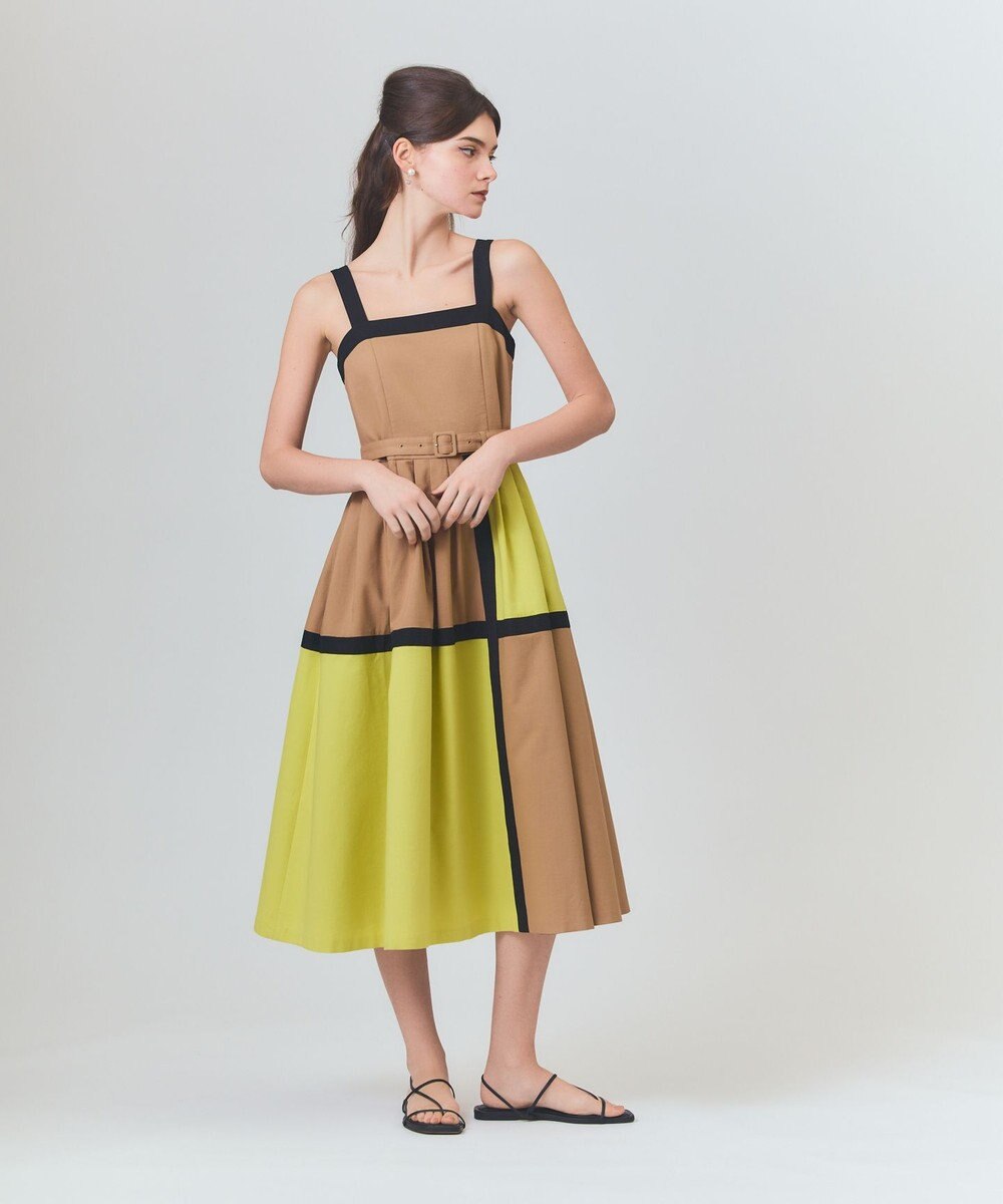 GRACE CONTINENTAL ライン配色キャミドレス ベージュ