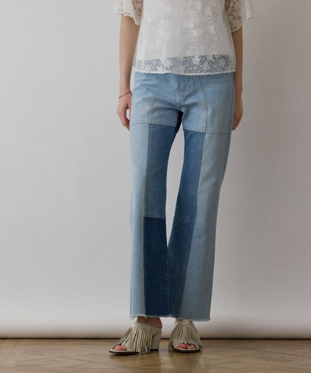 GRACE CONTINENTAL パッチワークデニムパンツ 