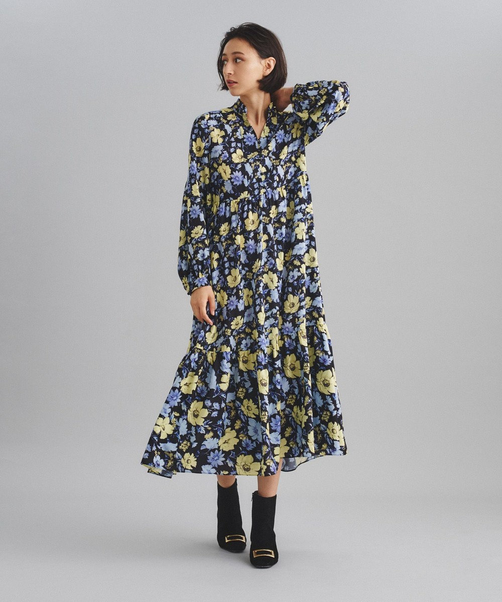 フラワープリントカフタンワンピース Grace Continental Grace Continental グレースコンチネンタル 通販 フラワープリントカフタンワンピース Grace Continental Grace Continental グレースコンチネンタル 通販
