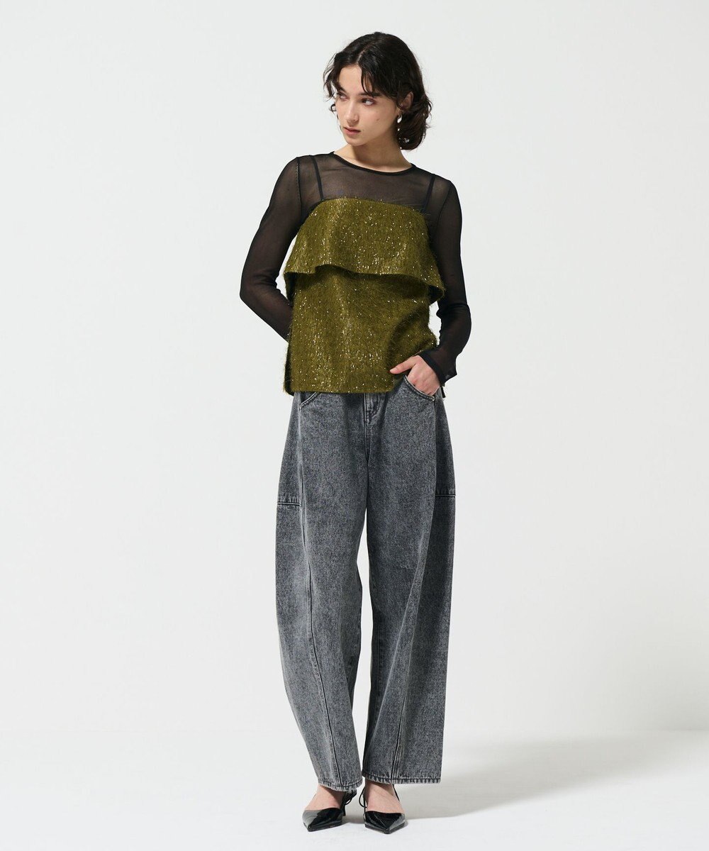 GRACE CONTINENTAL フリンジジャガードノースリーブ トップ