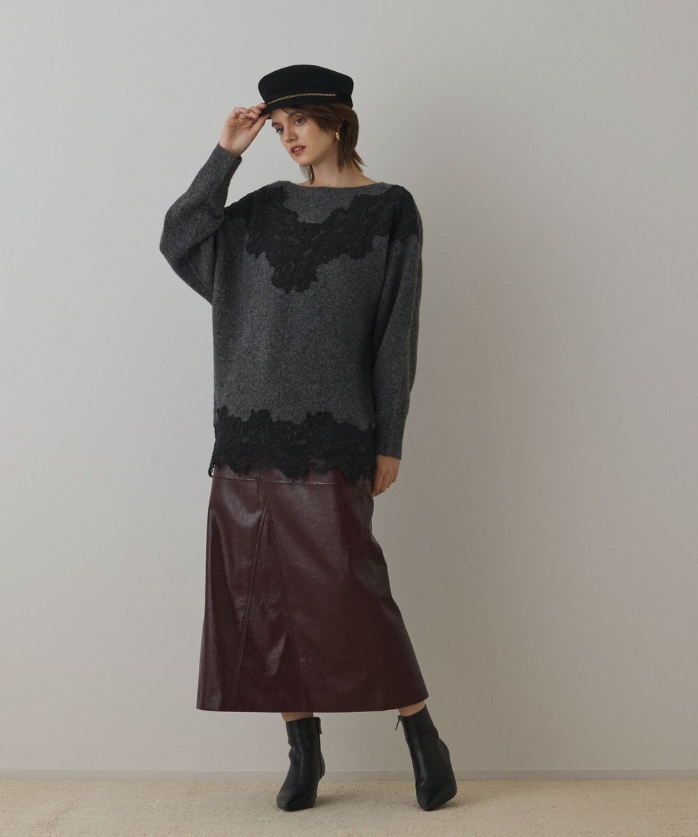 GRACE CONTINENTAL レースドルマンニットトップ 