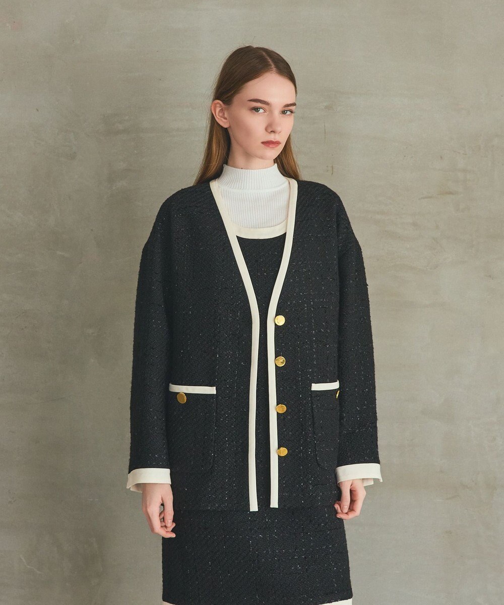 GRACE CONTINENTAL ツイードトリミングジャケット 