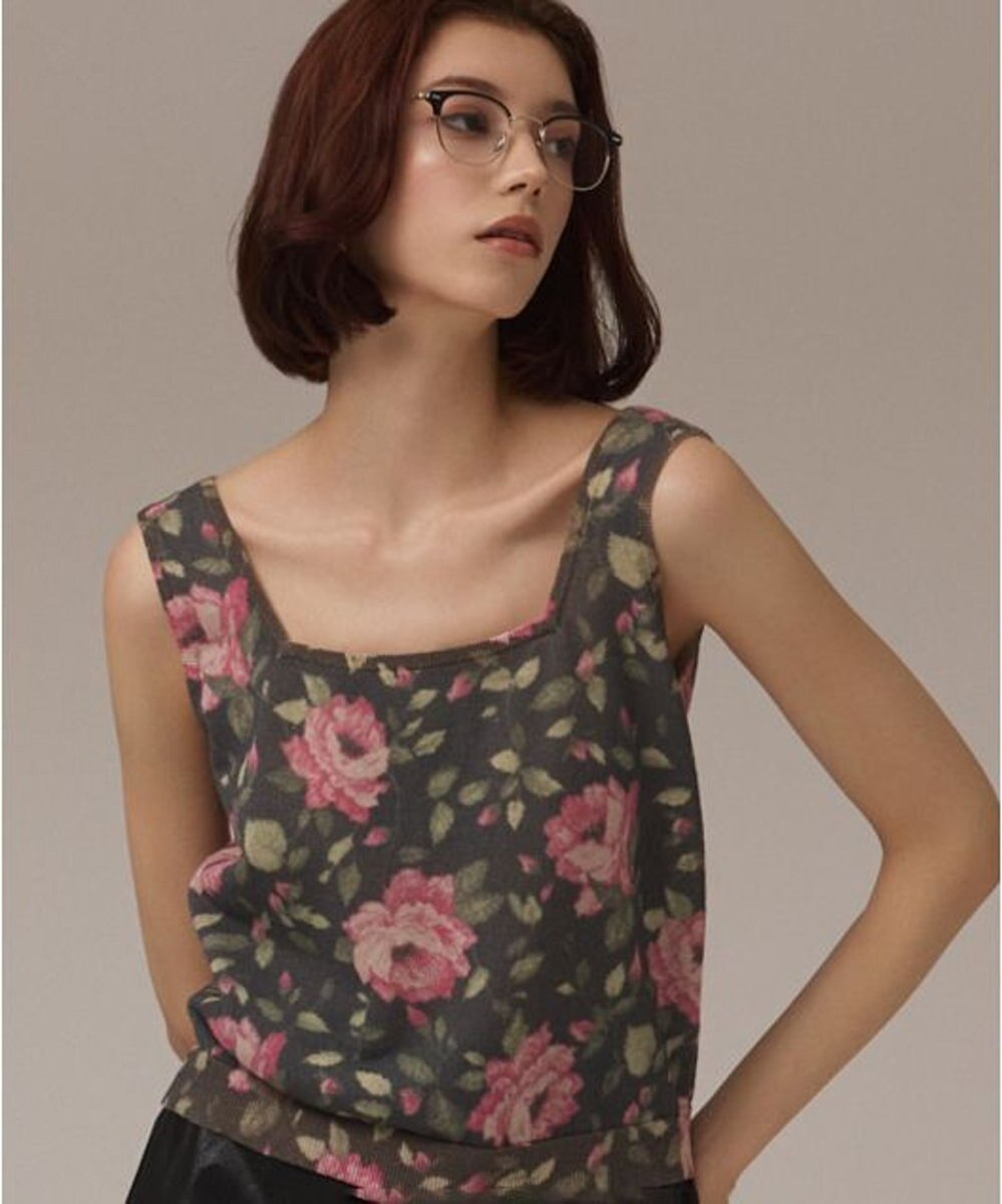 GRACE CONTINENTAL ローズプリントニットトップ 