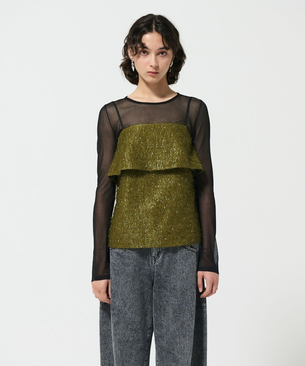 GRACE CONTINENTAL フリンジジャガードノースリーブ トップ 