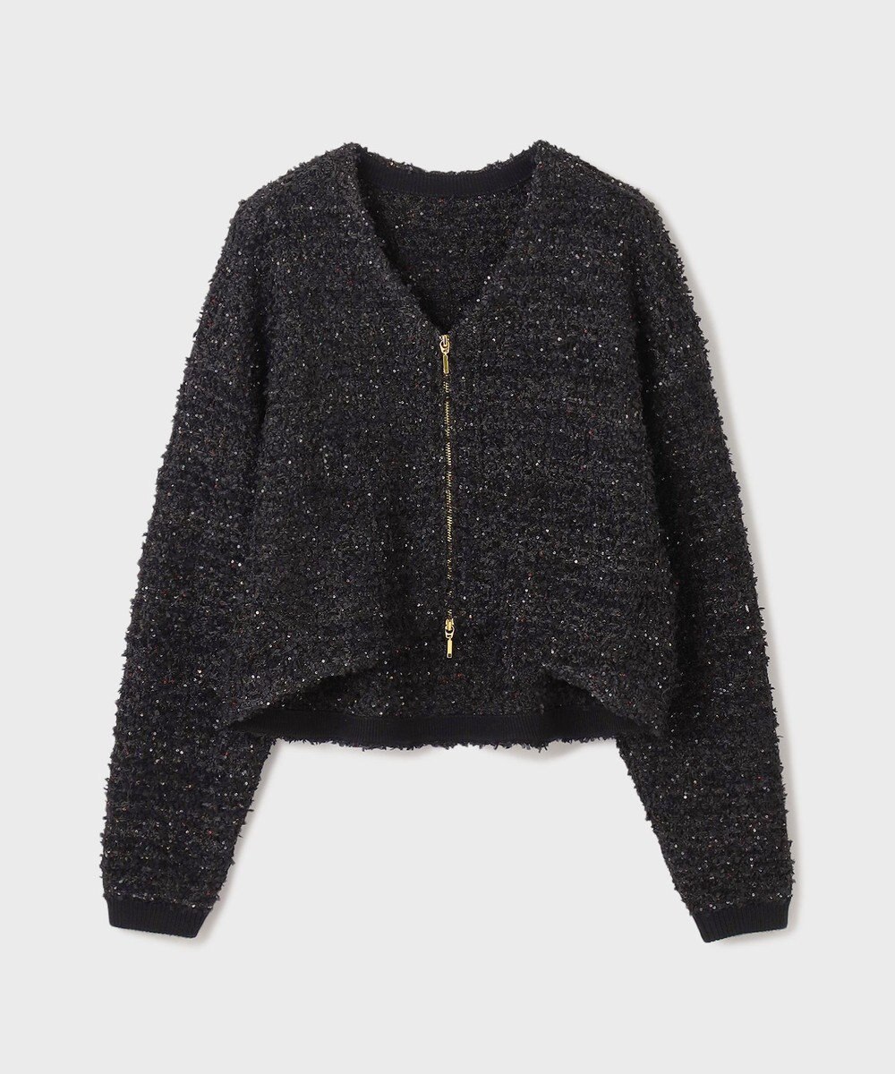 GRACE CONTINENTAL ツイードニットzipカーディガン
