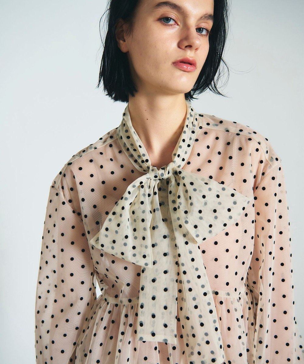 GRACE CONTINENTAL ドットフロッキーチュールトップ