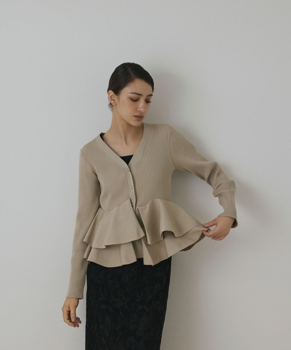 GRACE CONTINENTAL ペプラムニットカーディガン 