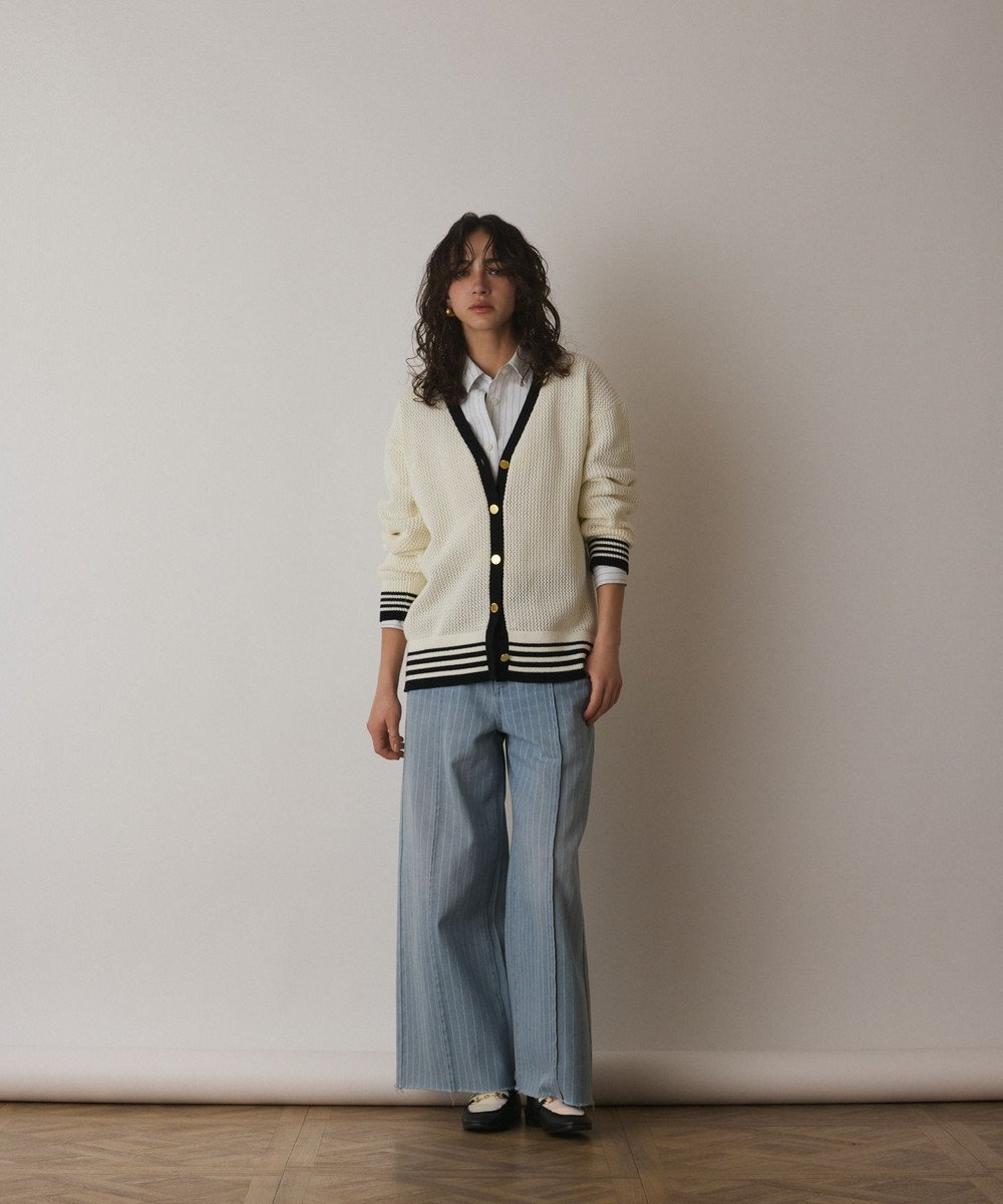 GRACE CONTINENTAL メッシュラインニットカーディガン