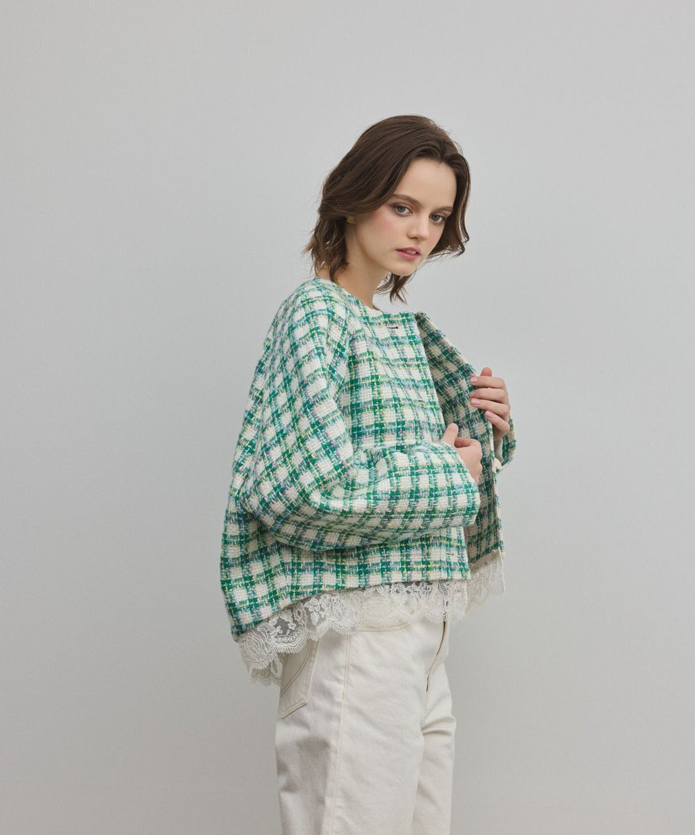 GRACE CONTINENTAL レースヘムツイードジャケット 