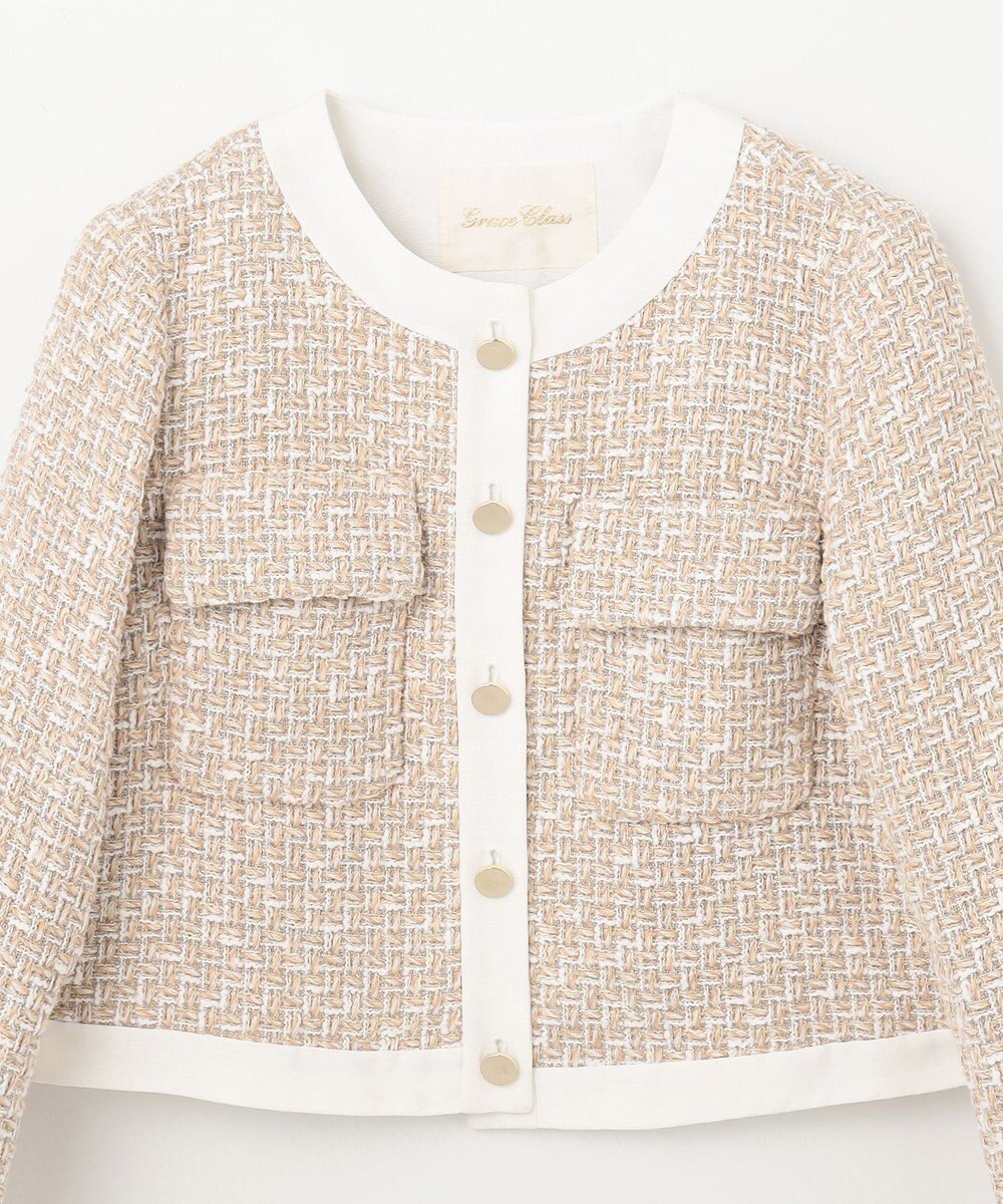 GRACE CONTINENTAL ツイードトリミングジャケット 