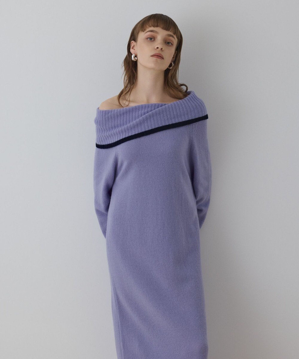 GRACE CONTINENTAL バイカラーオフショルニットワンピース 