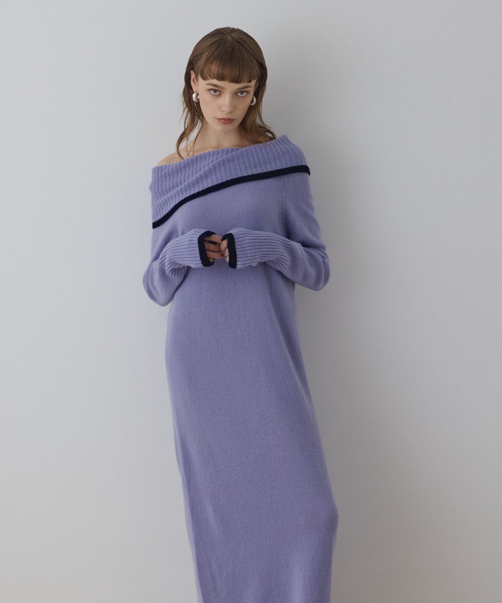 GRACE CONTINENTAL バイカラーオフショルニットワンピース 