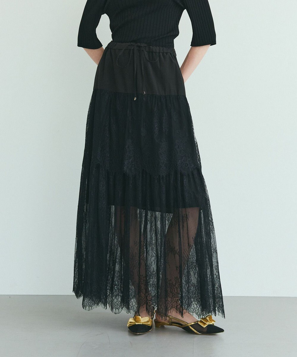 GRACE CONTINENTAL レース切替ティアードスカート 