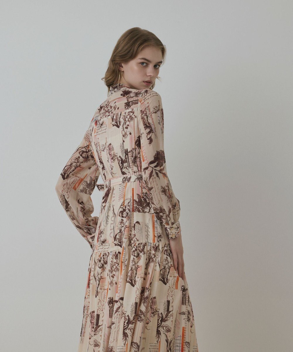 GRACE CONTINENTAL ロゴフラワ－プリントボウタイワンピース 