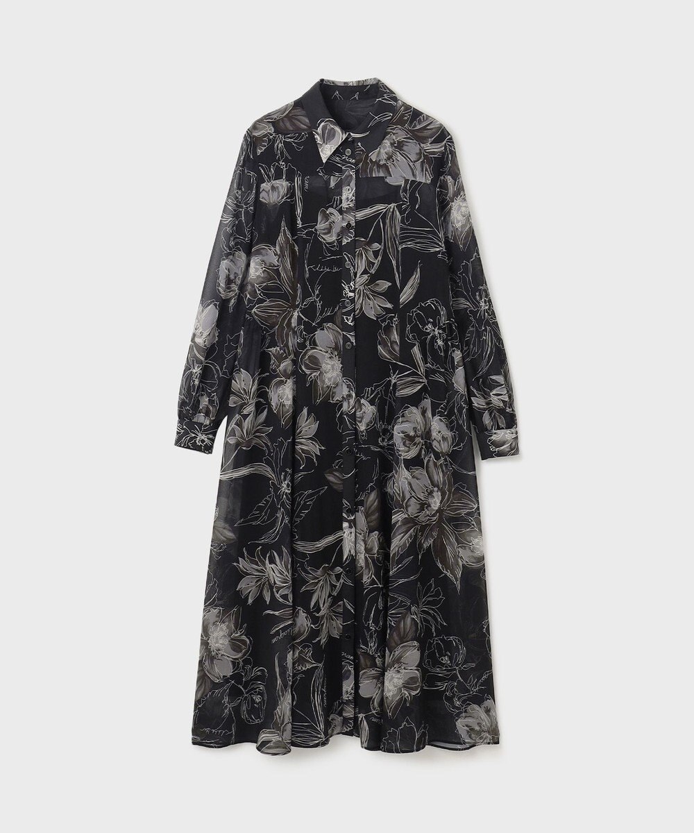 GRACE CONTINENTAL リボン付ロゴフラワープリントワンピース 