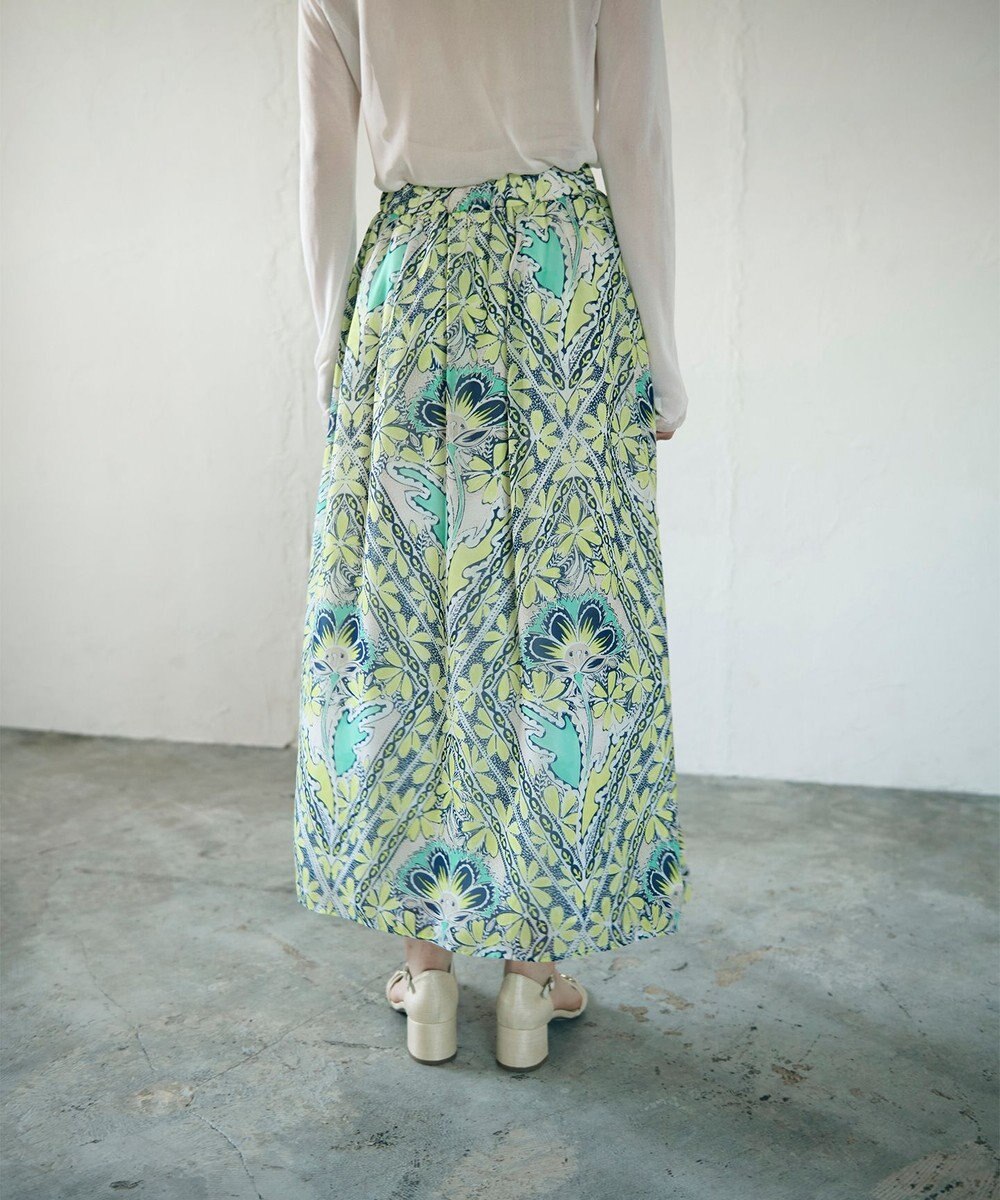 GRACE CONTINENTAL シフォンプリントギャザースカート