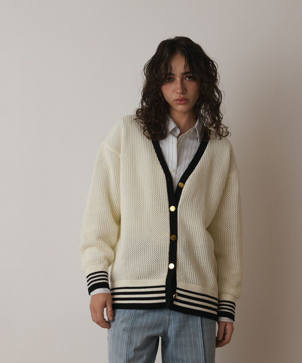 GRACE CONTINENTAL メッシュラインニットカーディガン