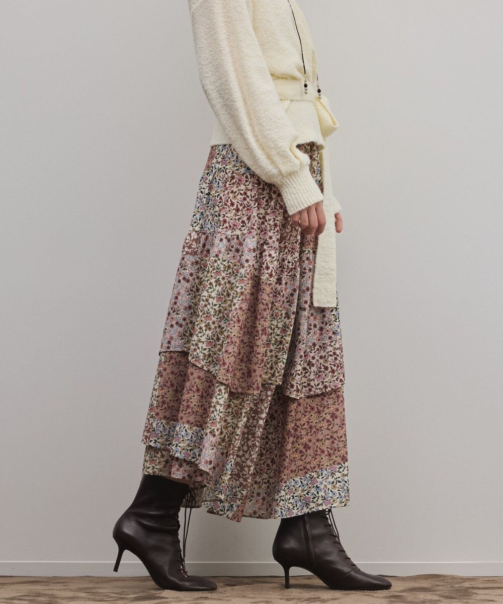 GRACE CONTINENTAL パッチワークプリントスカート 