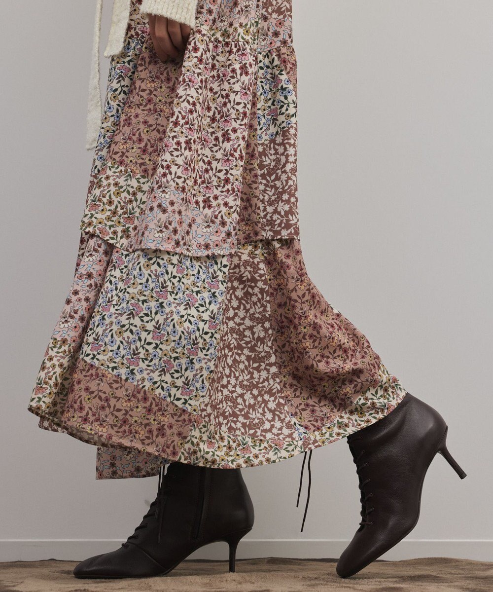 GRACE CONTINENTAL パッチワークプリントスカート 