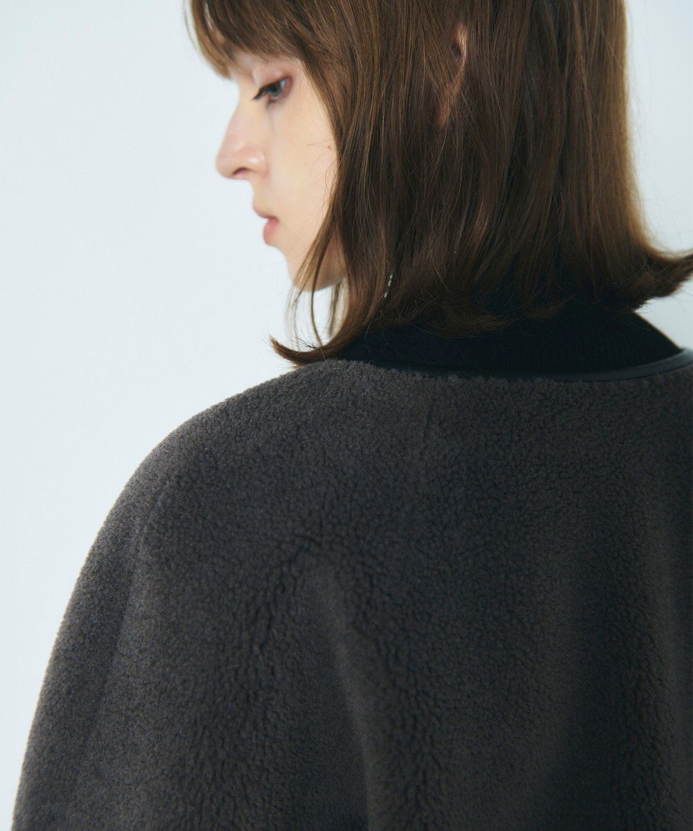 GRACE CONTINENTAL ノーカラーボアムートンコート 