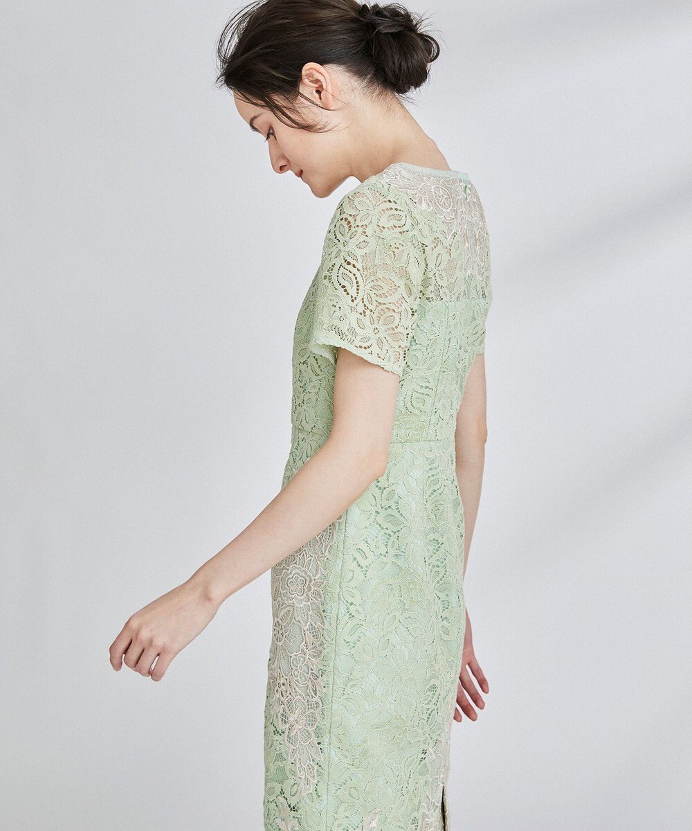 フラワーフレームタイトドレス, ライトグリーン, 36