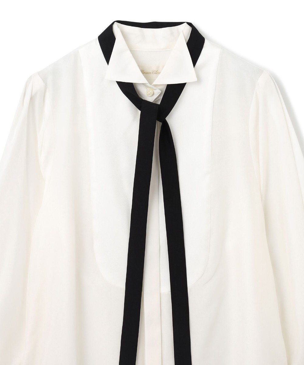 GRACE CONTINENTAL シルクコンビドレスシャツ 