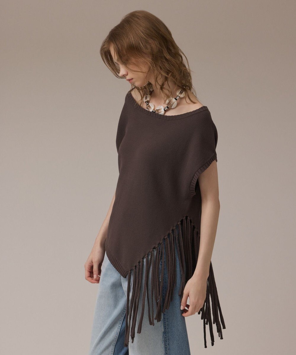GRACE CONTINENTAL フリンジイレヘムニットトップ 