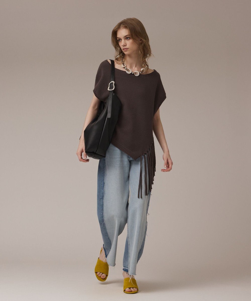 GRACE CONTINENTAL フリンジイレヘムニットトップ 