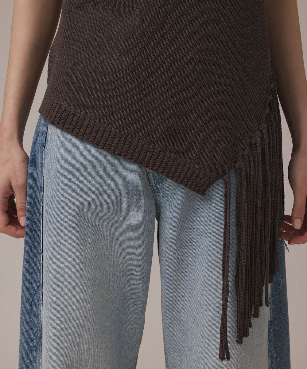 GRACE CONTINENTAL フリンジイレヘムニットトップ 