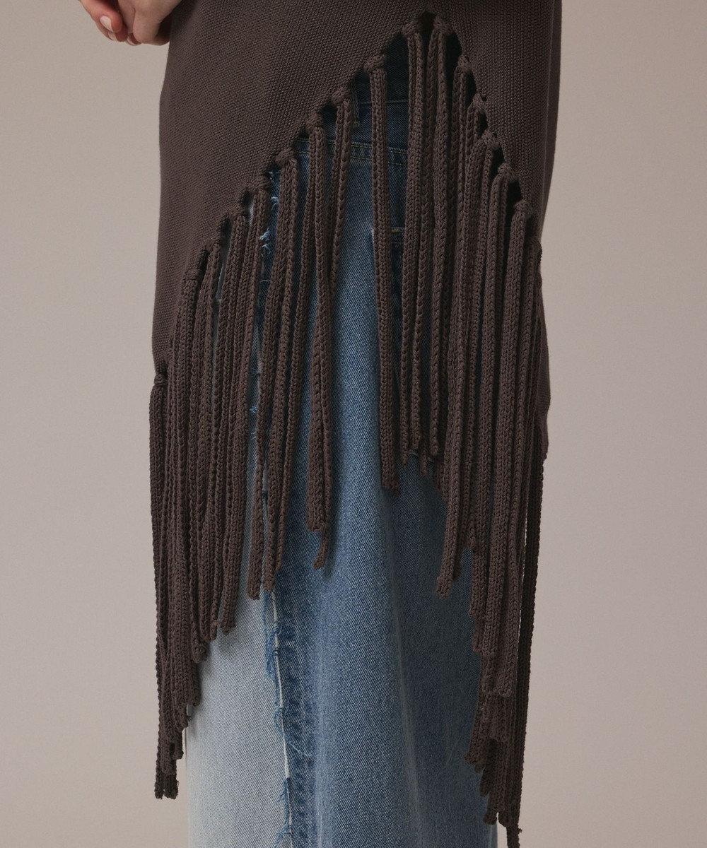 GRACE CONTINENTAL フリンジイレヘムニットトップ 