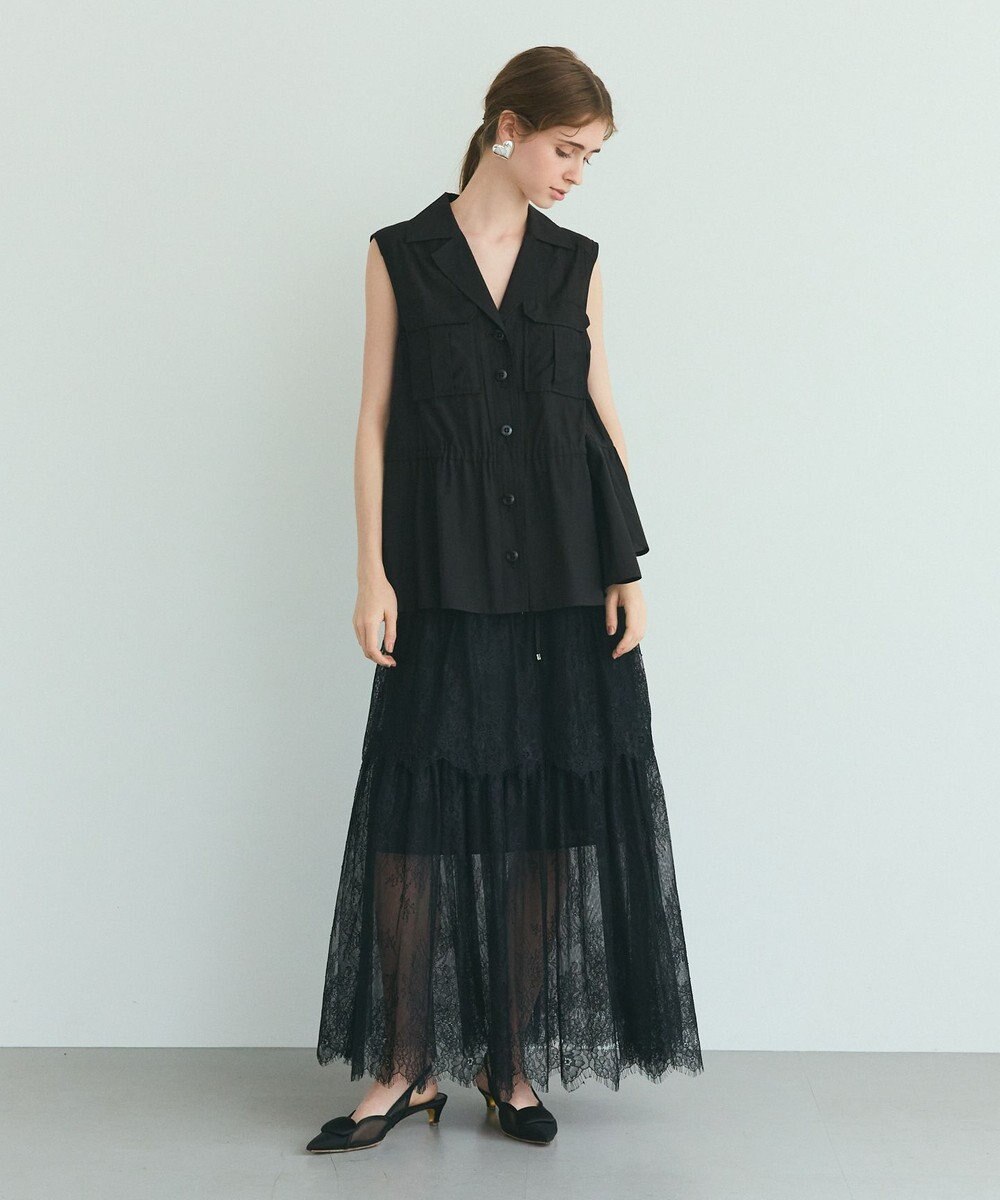 GRACE CONTINENTAL レース切替ティアードスカート 