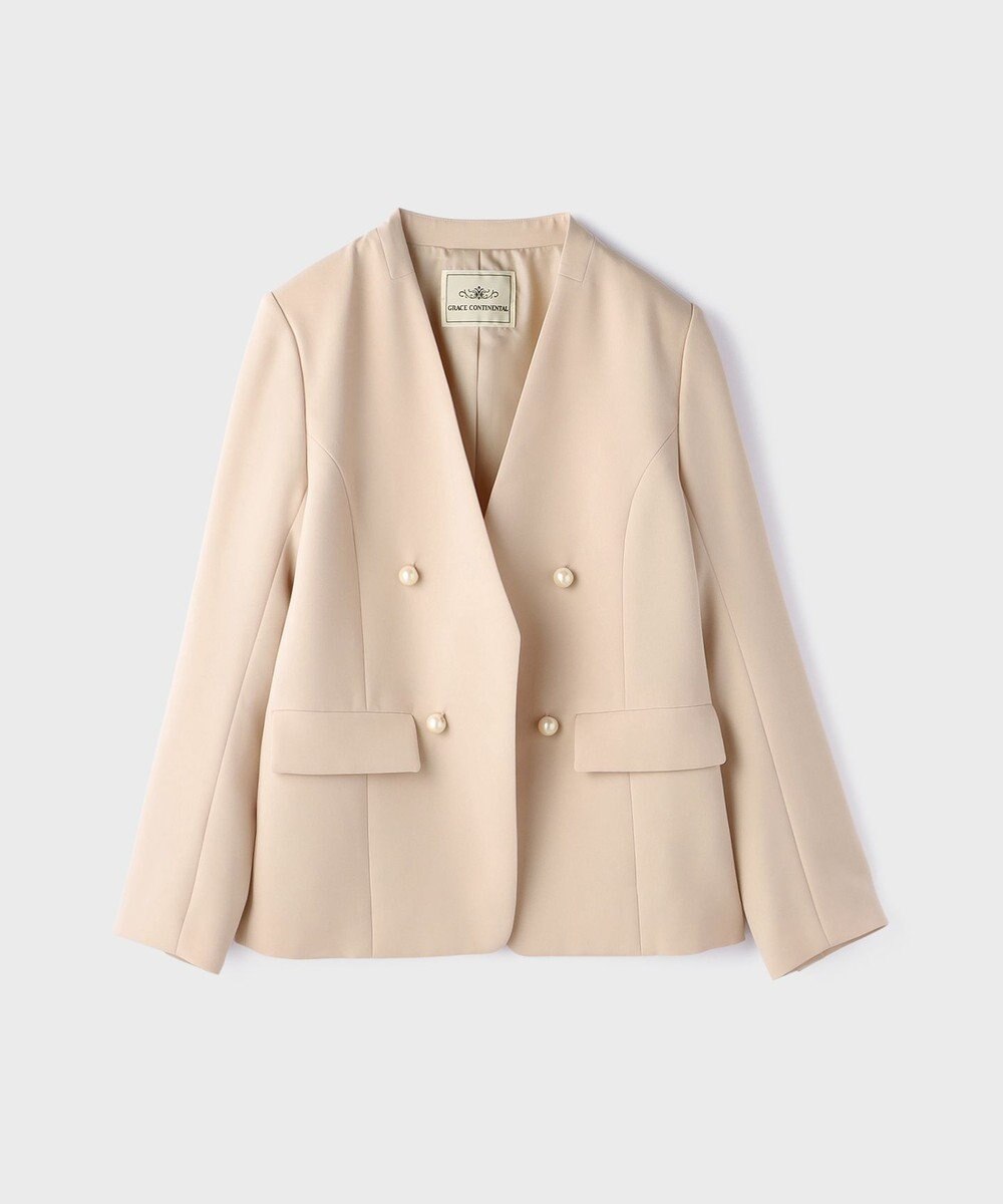 GRACE CONTINENTAL パールボタンノーカラージャケット 