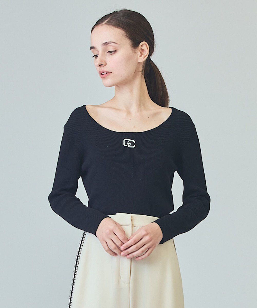 GRACE CONTINENTAL ロゴ刺繍リブトップ 