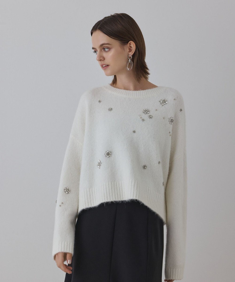 GRACE CONTINENTAL ビジューニットトップ 