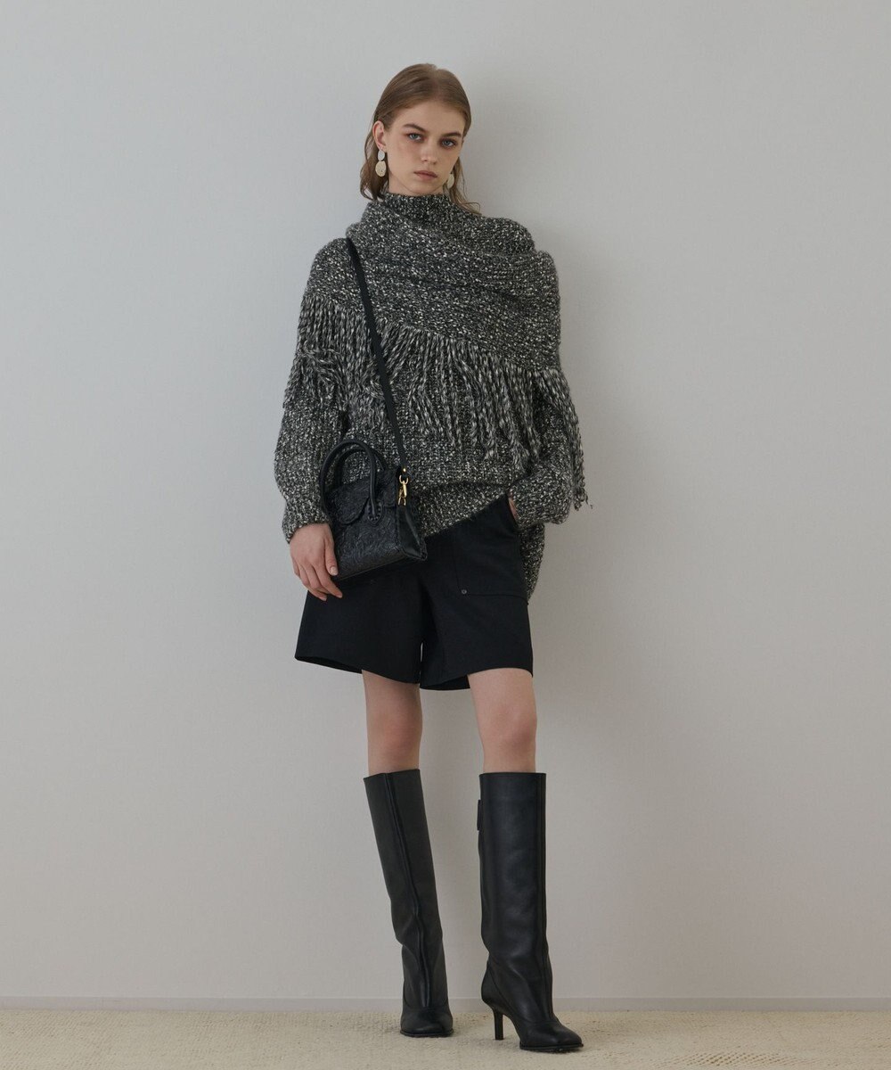 GRACE CONTINENTAL フリンジケープニットトップ 