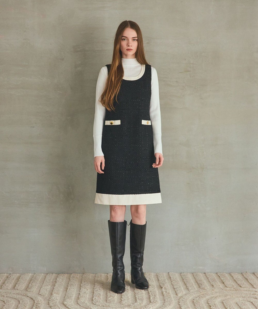 GRACE CONTINENTAL ツイードトリミングワンピース 