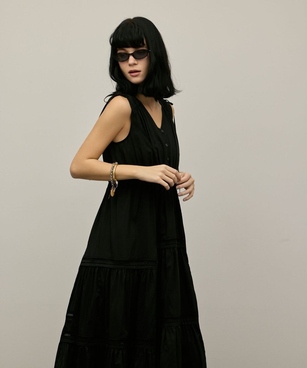 GRACE CONTINENTAL コットンシルクティアードワンピース 