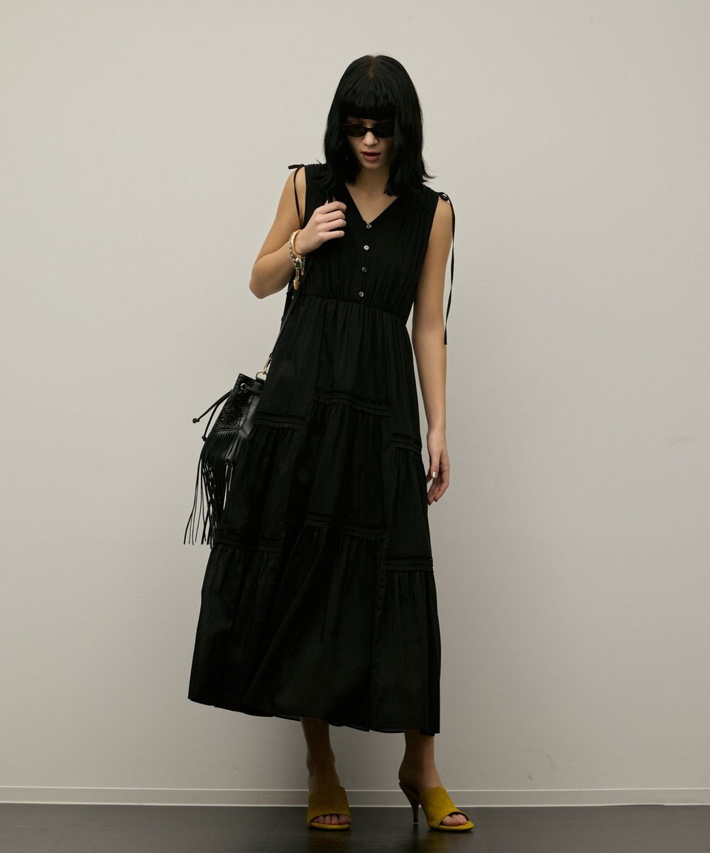GRACE CONTINENTAL コットンシルクティアードワンピース 