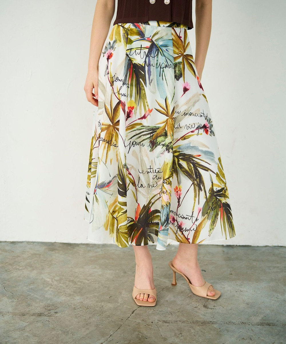GRACE CONTINENTAL リゾートリーフプリントスカート