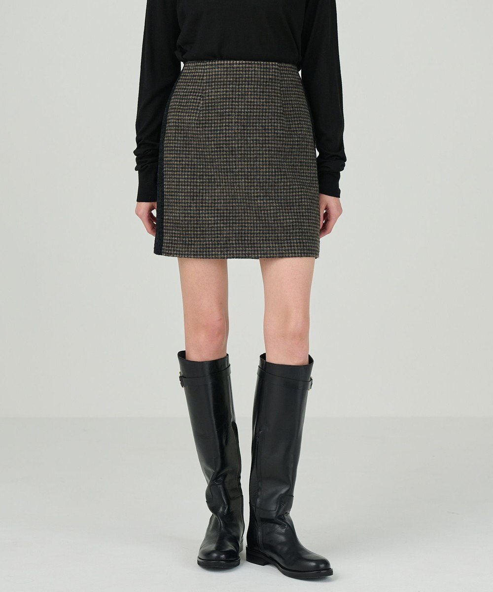 GRACE CONTINENTAL シャギーチェックミニスカート