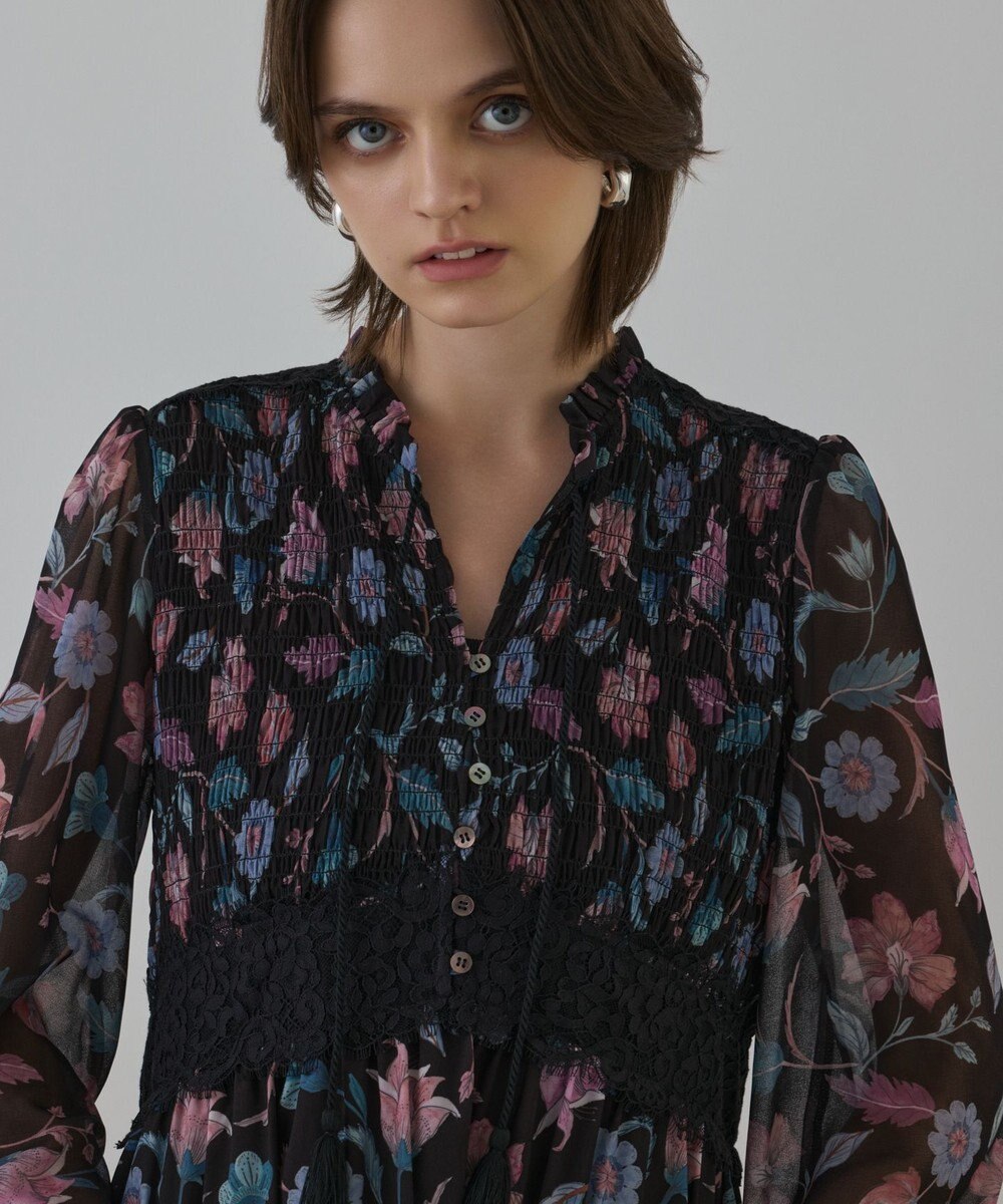 GRACE CONTINENTAL サラサプリントティアードワンピース 