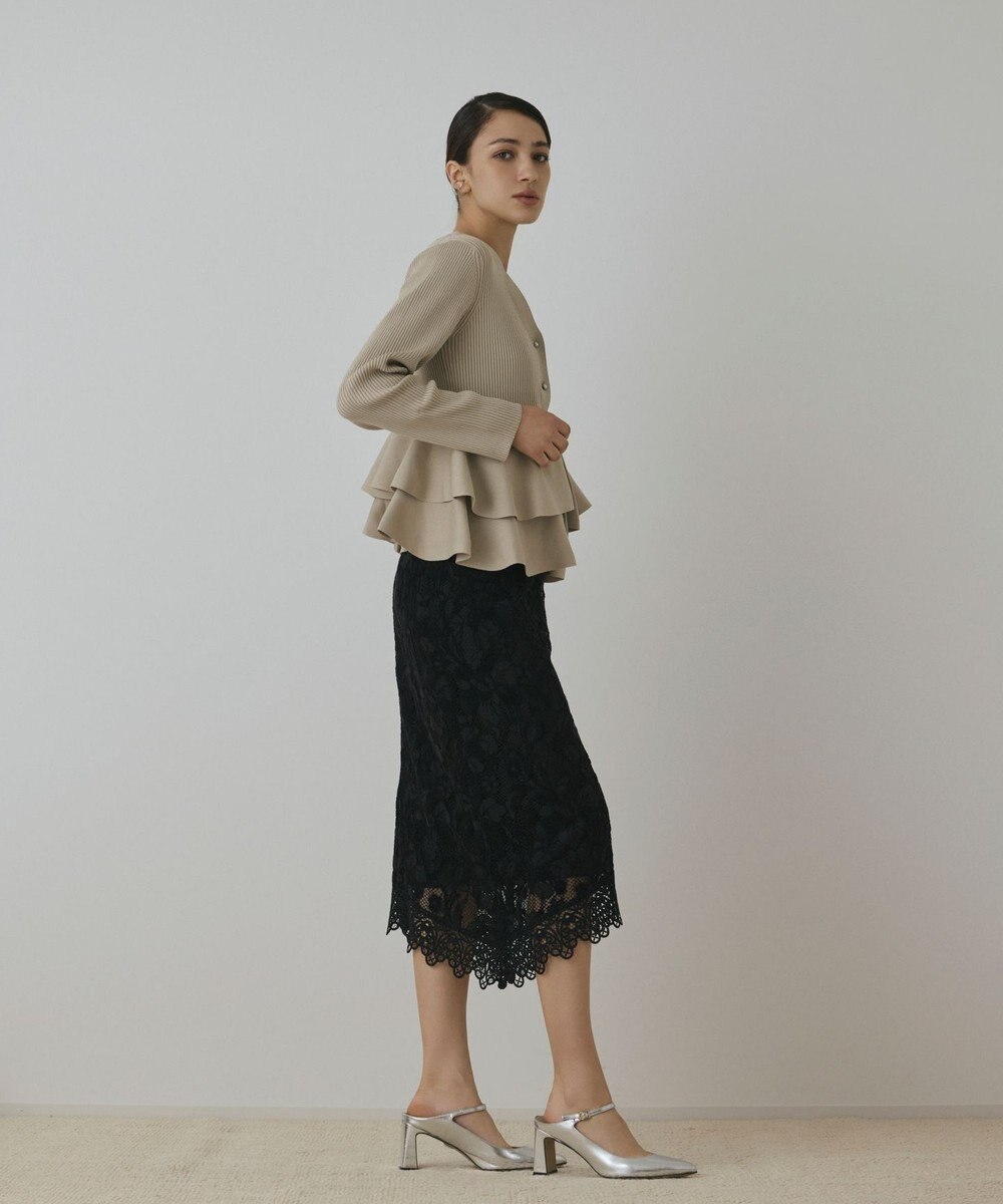 GRACE CONTINENTAL ペプラムニットカーディガン 