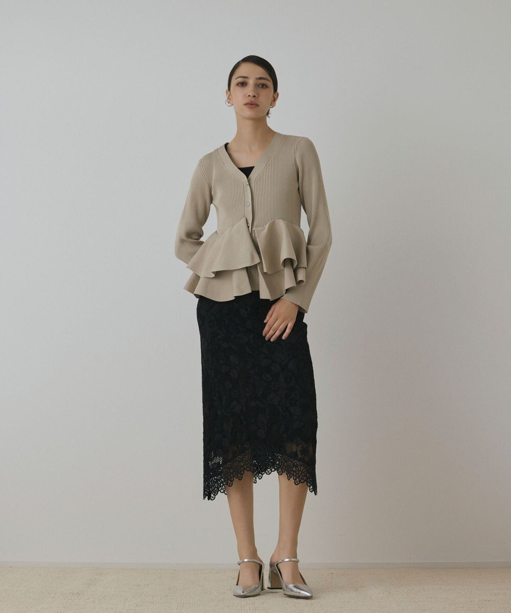 GRACE CONTINENTAL ペプラムニットカーディガン 