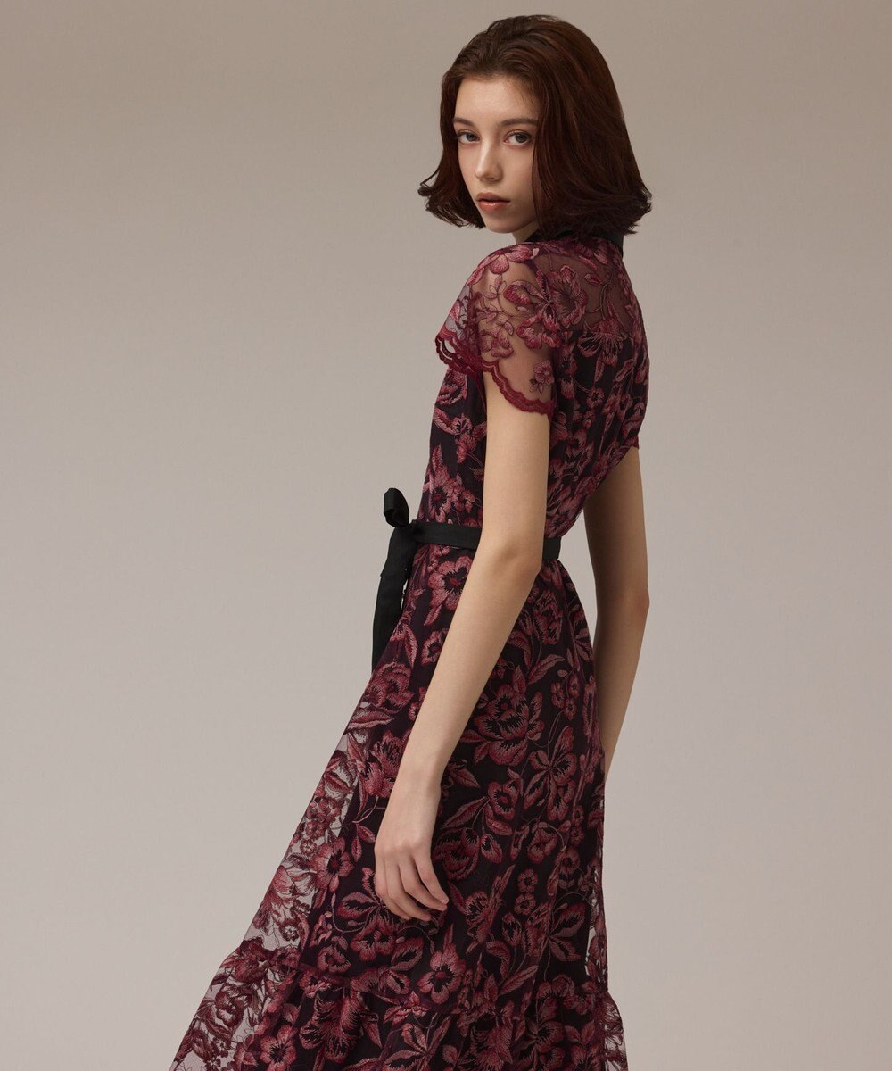 GRACE CONTINENTAL チュールフラワー刺繍ワンピース 