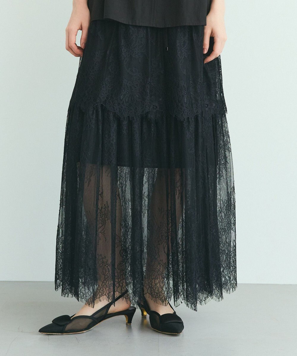 GRACE CONTINENTAL レース切替ティアードスカート 