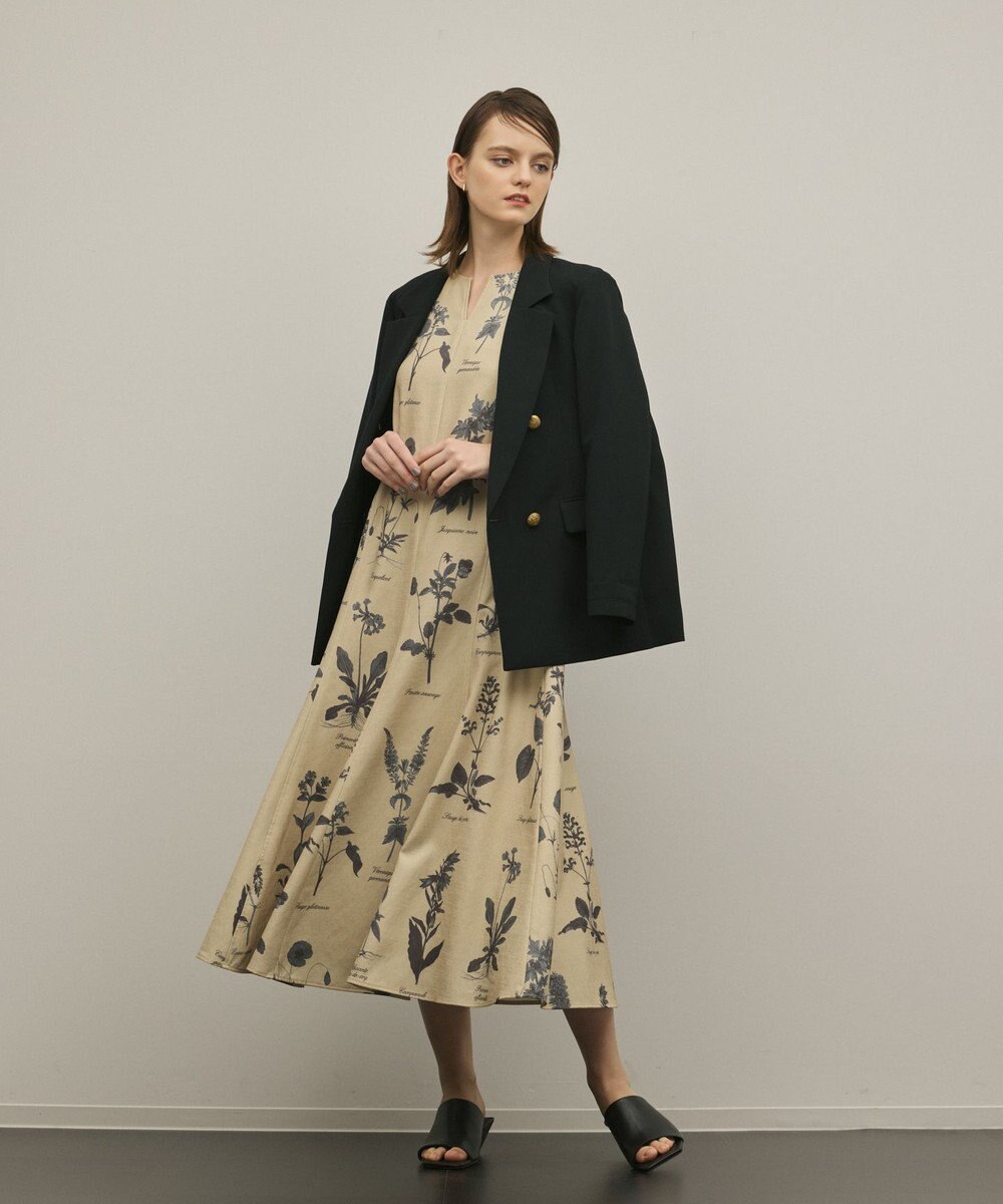 GRACE CONTINENTAL ボタニカルプリントフレアワンピース 